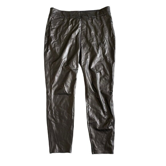 SPANX Women’s Lux Black‎ High Rise Faux Leather Pull On Pants Size 1X 20282R - Picture 1 of 10